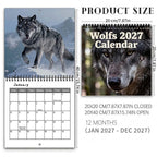 🐺 2027 Wolf Wall Calendar, 12-Month Spiral Planner