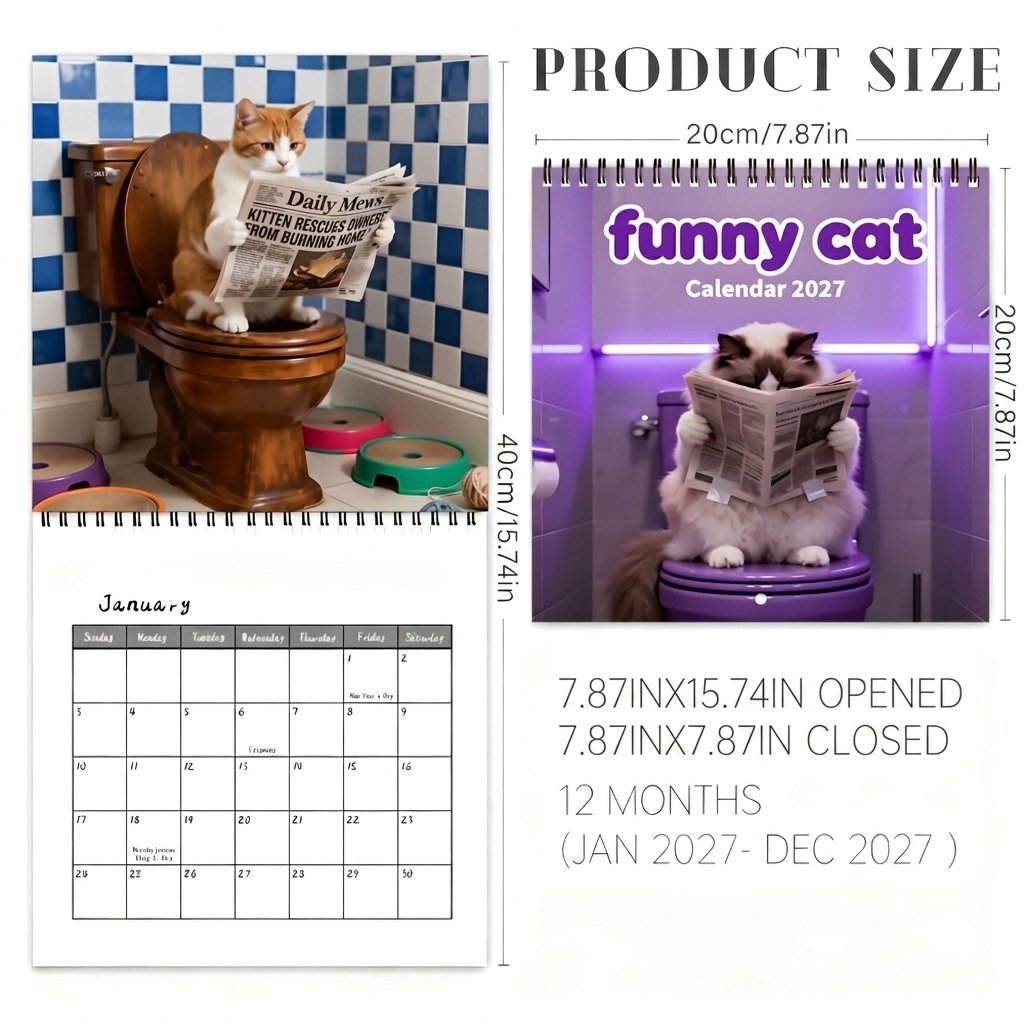 🐱 2027 Funny Cat Wall Calendar