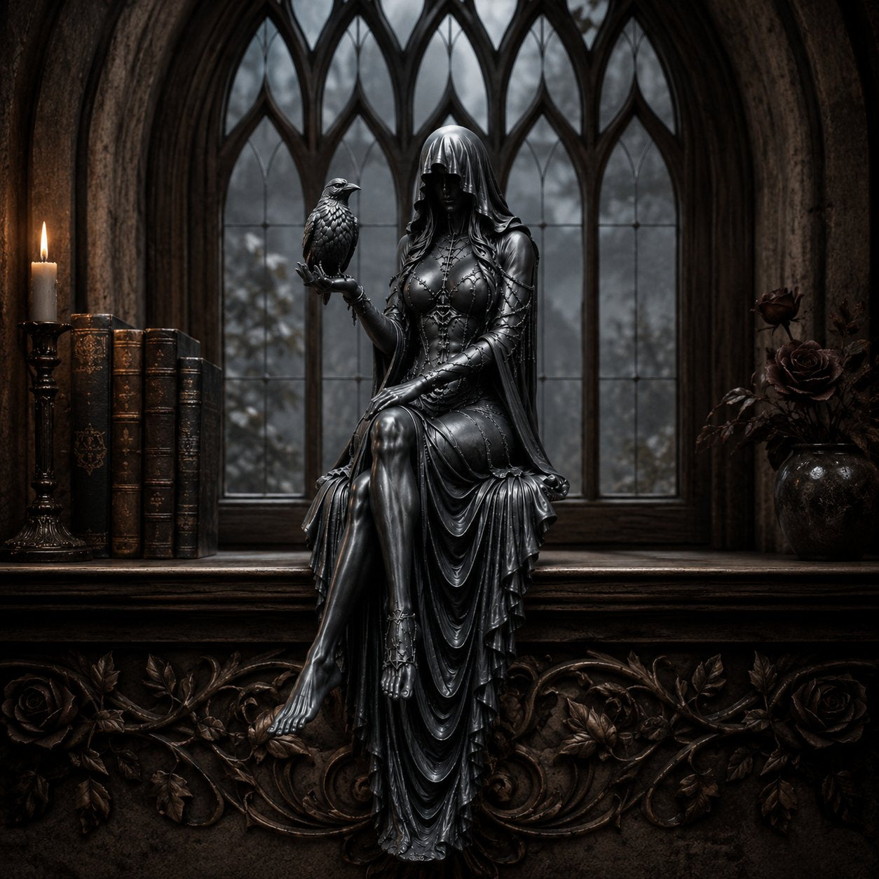 🖤 Gothic Raven Shelf Sitter Statue – A Symbol of Mystery, Wisdom & Dark Elegance
