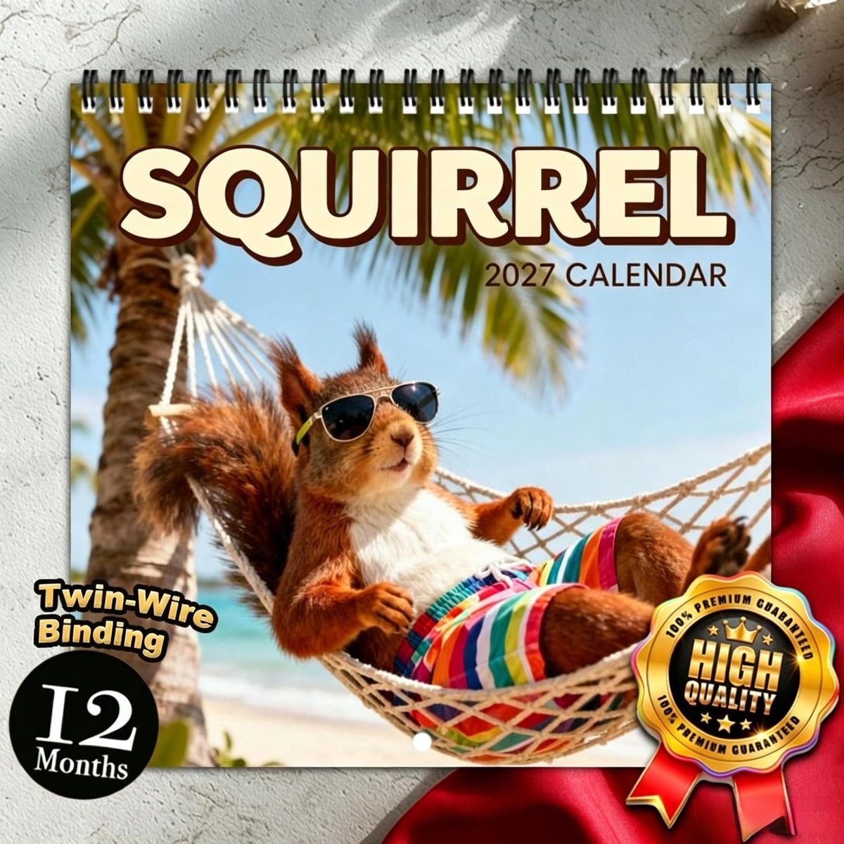 🐿️2027 Squirrel Wall Calendar – 12 Months of Playful Squirrel Portraits & Forest Moments