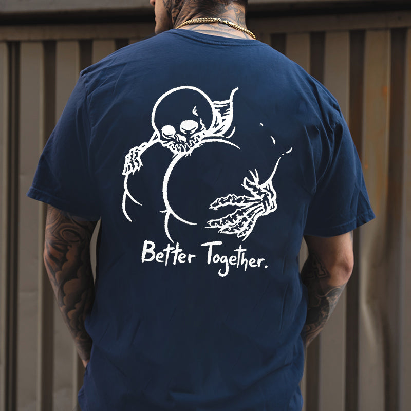 Better Together Skull and Butt Casual Graphic Print T-shirt