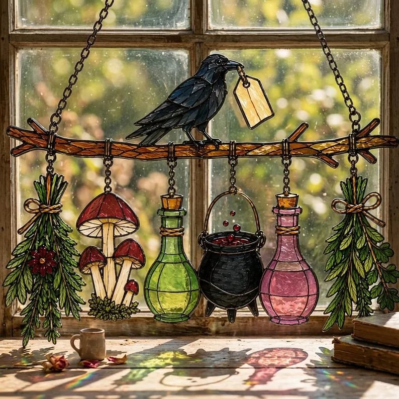 🖤 🐦‍⬛Raven Witch Suncatcher(✨Buy 2 Free Shipping)