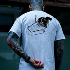 Skull Eat the Naked Ass in the Coffin Graphic Black Print T-shirt