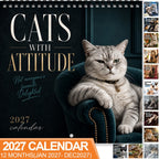 Cats With Attitude 2027 Wall Calendar