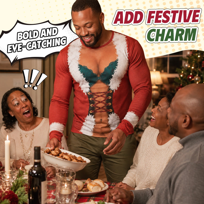 🎄 Funny Christmas‑Style Long Sleeve Top ✨ Bold Playful Holiday Printed Shirt