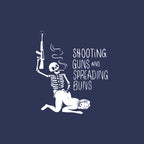 SHOOTING GUNS AND SPREADING BUNS Skull with Sexy Lady Print T-shirt
