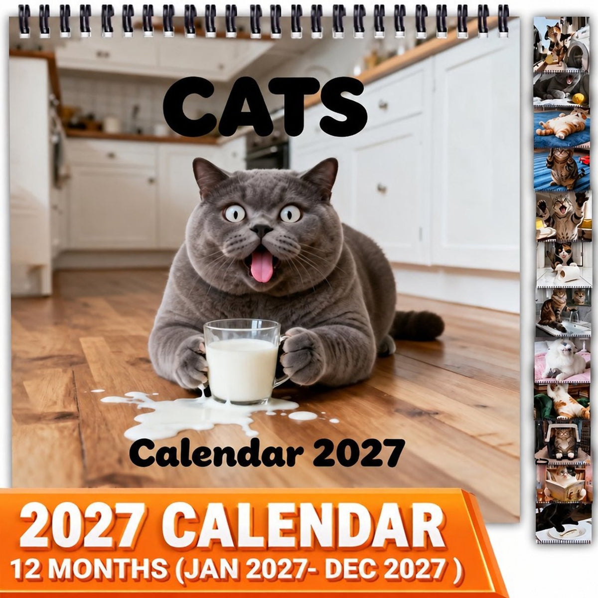 😺2027 Funny Blue Cat Calendar