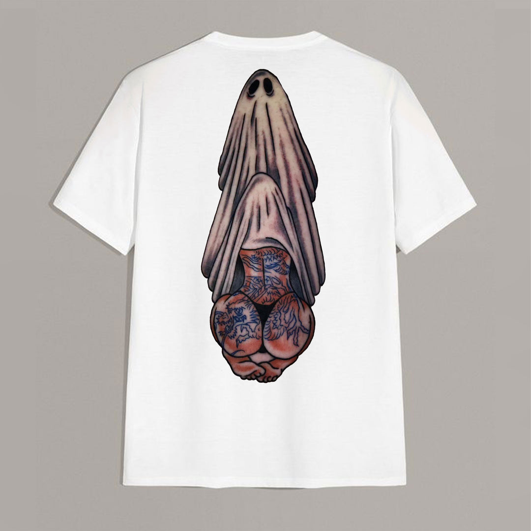 Oral Sex with Tattooed Ghost Dirty Love Black Print T-shirt