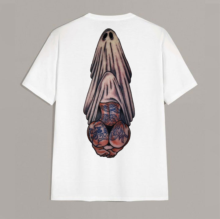 Oral Sex with Tattooed Ghost Dirty Love Black Print T-shirt