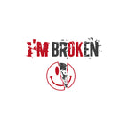 I'M BROKEN and Smiling Face Skull Graphic Casual Black and White Print T-shirt