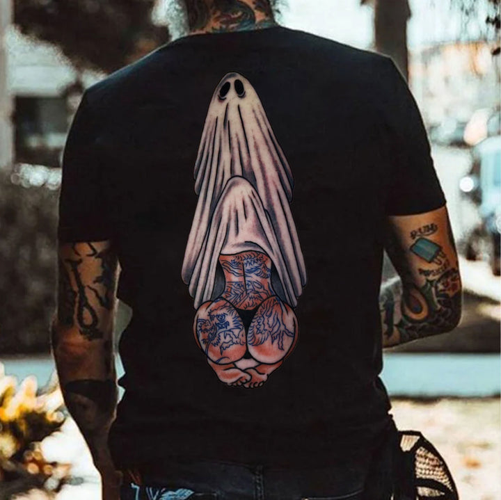Oral Sex with Tattooed Ghost Dirty Love Black Print T-shirt