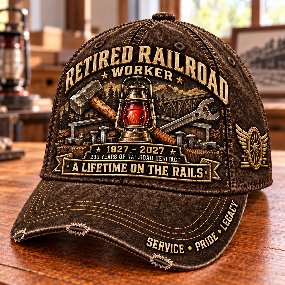 43 Topper 🚂 1827–2027 Retired Railroad Worker 200th Anniversary Heritage Cap ...