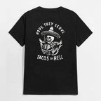 HOPE THEY SERVE TACOS IN HELL Smoking Skull Graphic Print T-shirt