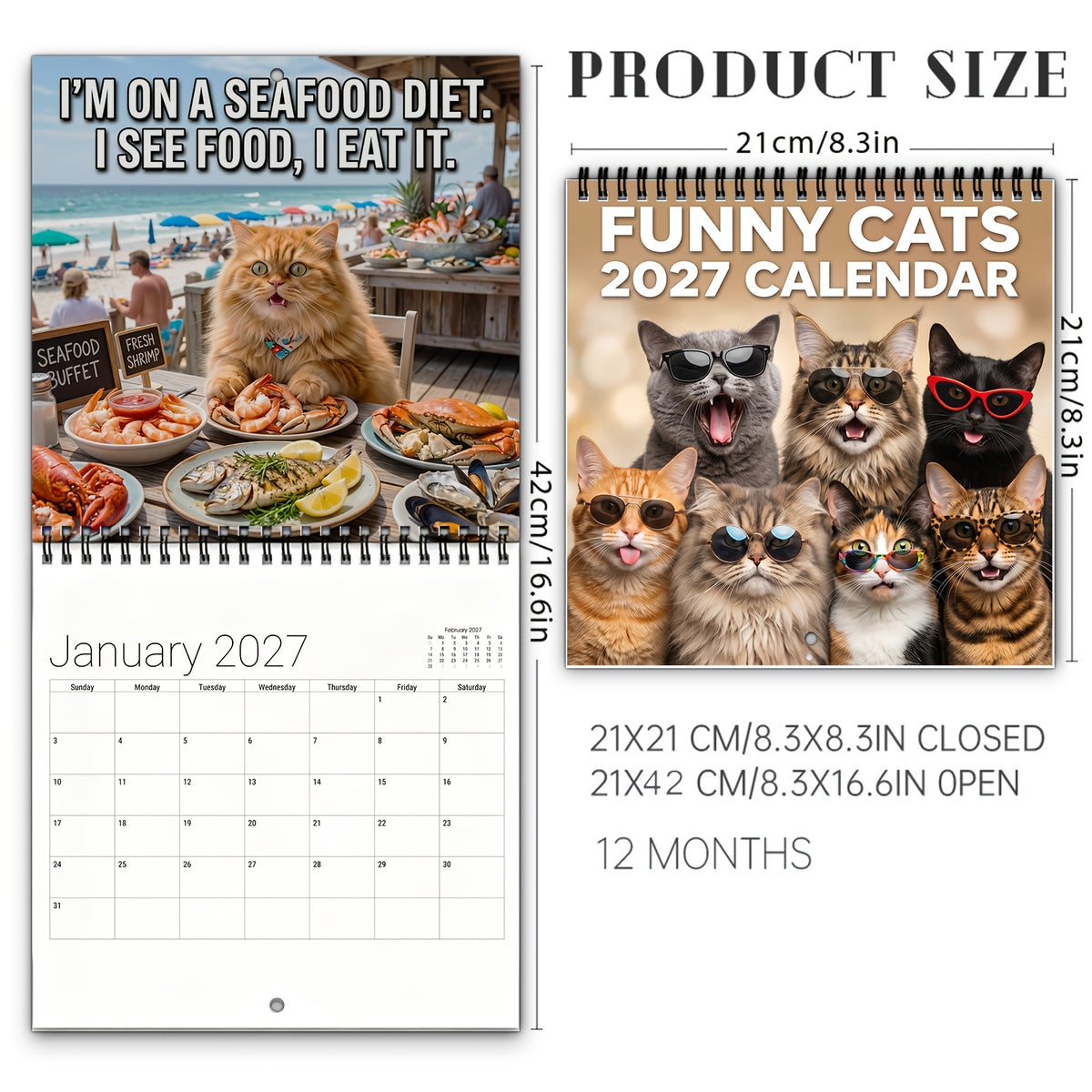Funny Cats 2027 Calendar – 12 Months of Cat-titude & Laughs