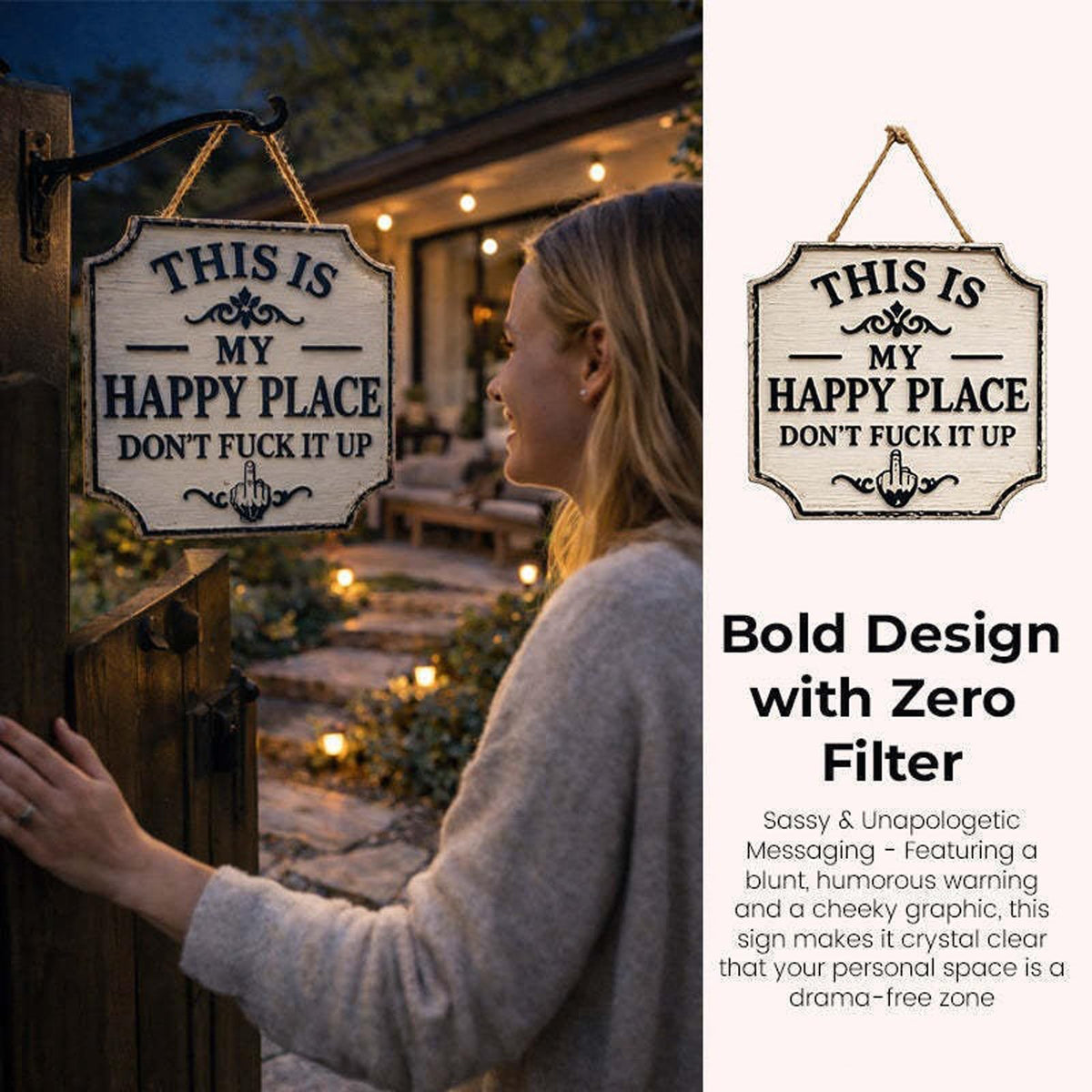 ⚡Last Day 49% OFF-Vintage Statement Metal Sign, "This Is My Happy Place Don't It up"