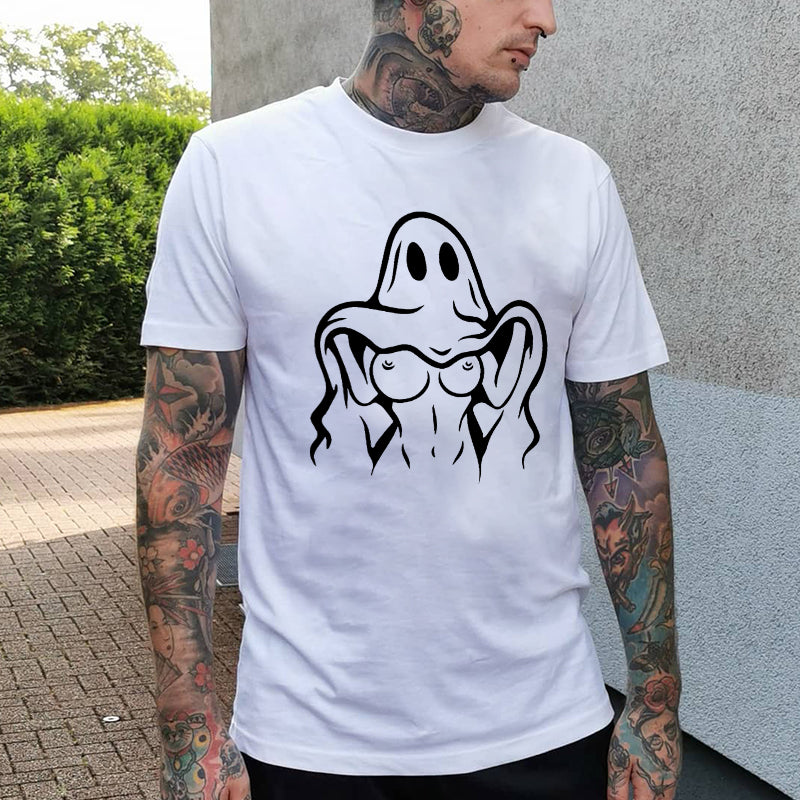 Naughty Ghost Sexy Boobs Graphic Print T-Shirt