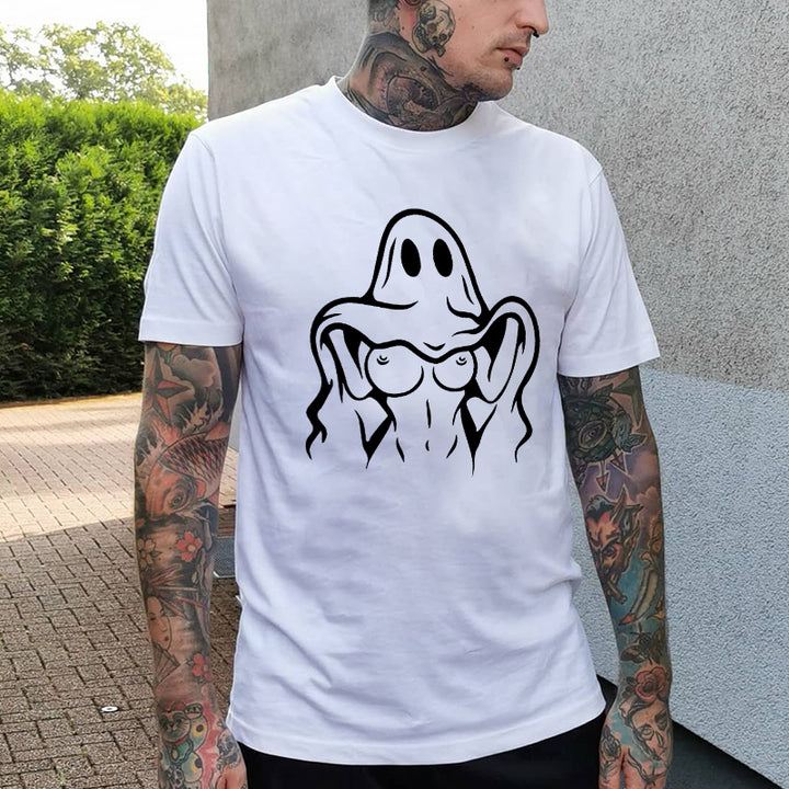 Naughty Ghost Sexy Boobs Graphic Print T-Shirt