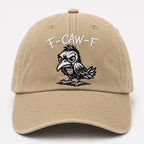 Funny F-Caw-F Embroidered Washed Dad Hat, Angry Crow Baseball Cap