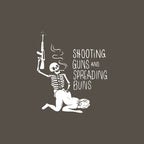 SHOOTING GUNS AND SPREADING BUNS Skull with Sexy Lady Print T-shirt