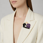 🌺🐎 Bold & Symbolic — Purple Poppy Horse Memorial Brooch