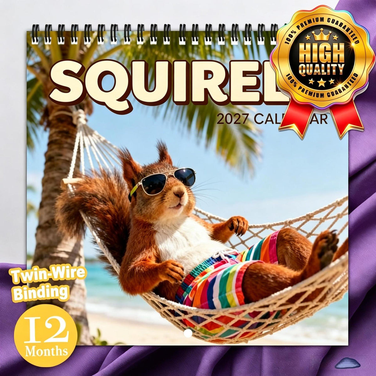 🐿️2027 Squirrel Wall Calendar – 12 Months of Playful Squirrel Portraits & Forest Moments