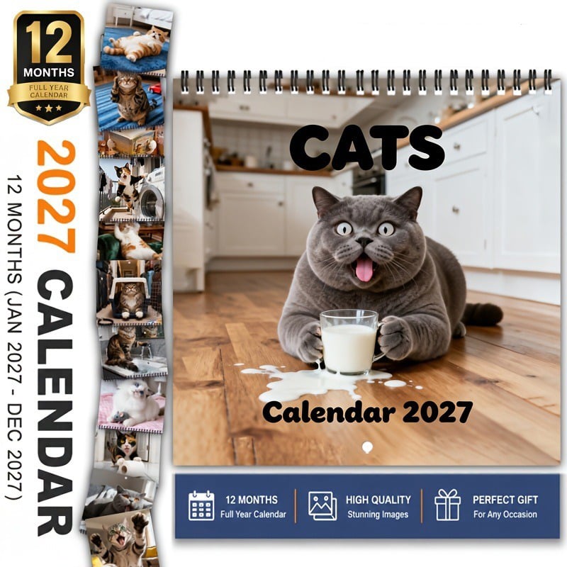 😺2027 Funny Blue Cat Calendar