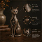 🐱❤️Vintage Iron Cat Figurine with Hanging Heart – Rustic Feline Home Decor Sculpture(📦Buy 2 Free Shipping)