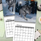 🐺 2027 Wolf Wall Calendar, 12-Month Spiral Planner