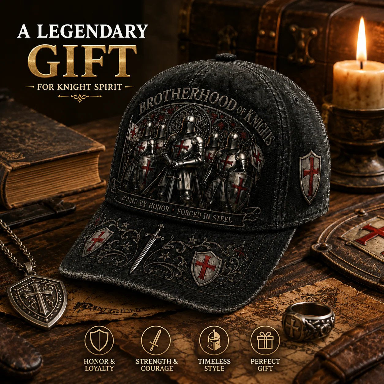🔥🎁 Bound By Honor Forged In Steel – Knights Templar Cap