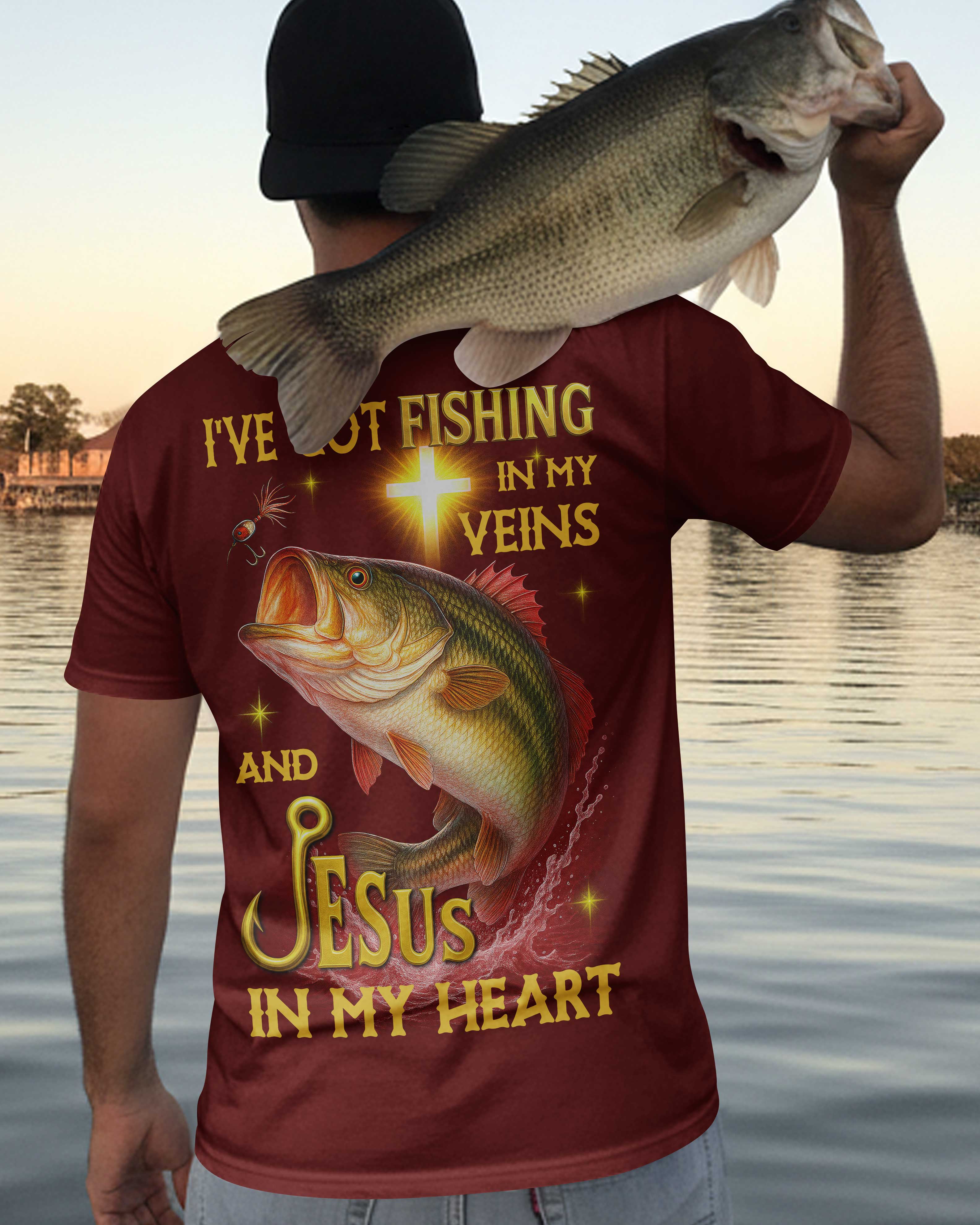 I've Got Fishing In My Veins And Jesus In My Heart All Over Print T-Shirt