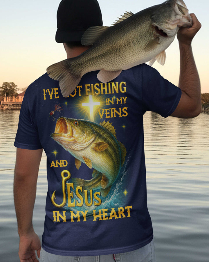 I've Got Fishing In My Veins And Jesus In My Heart All Over Print T-Shirt