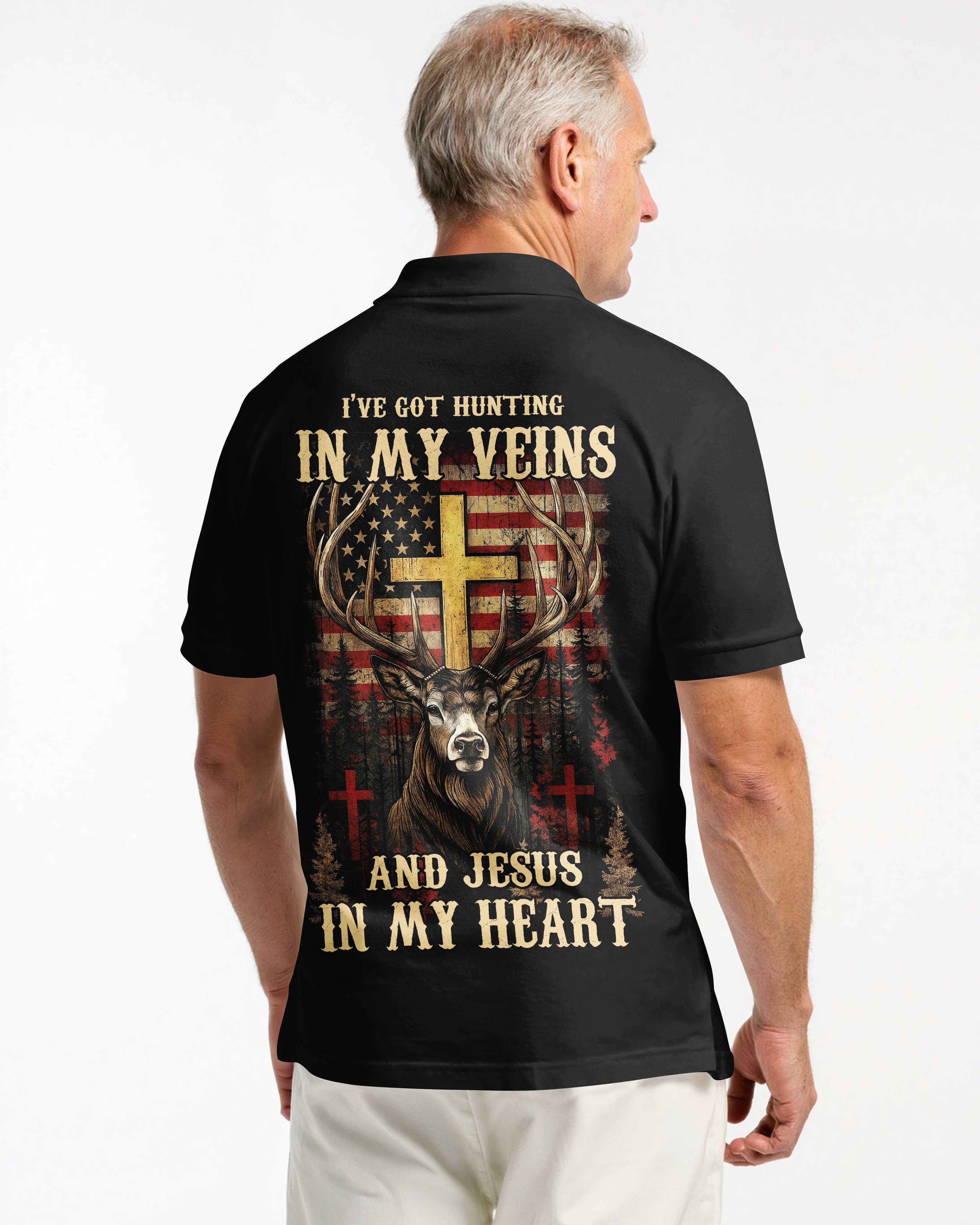 I've Got Hunting In My Veins And Jesus In My Heart All Over Print T-Shirt