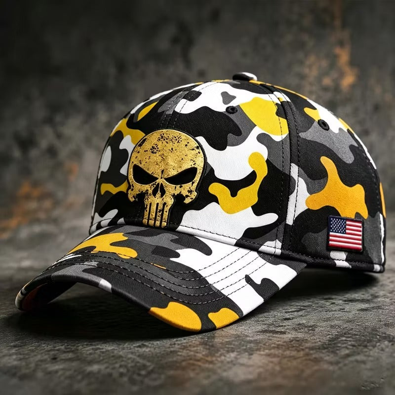 American Patriotic Skull Camo Cap – Embroidered Edition