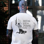 SHOOTING GUNS AND SPREADING BUNS Skull with Sexy Lady Print T-shirt