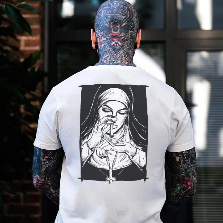 Bad Religious Nun Graphic Casual Black Print T-shirt