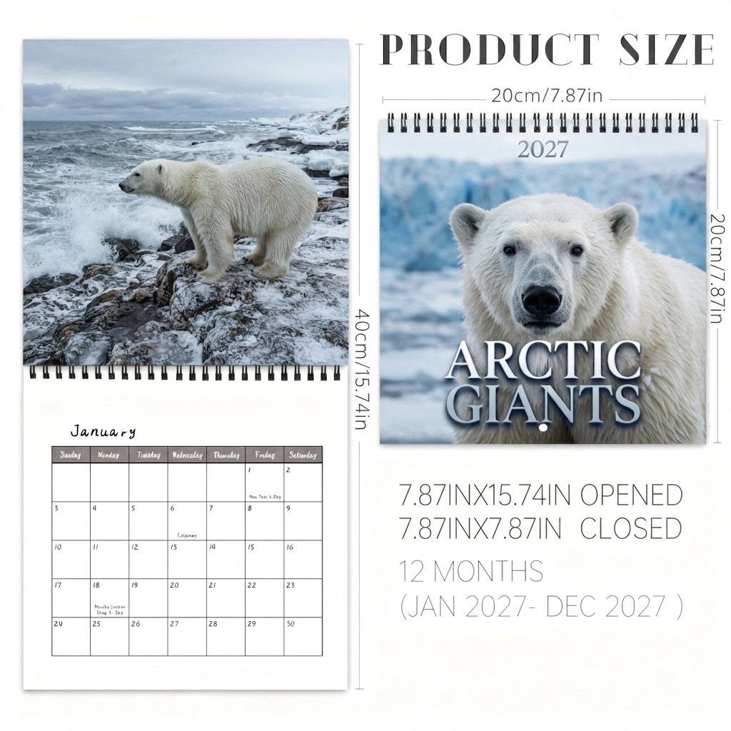 🐻‍❄️2027 Polar Bear Calendar - 12 Months of Majestic Polar Bear Portraits & Wild Arctic Moments