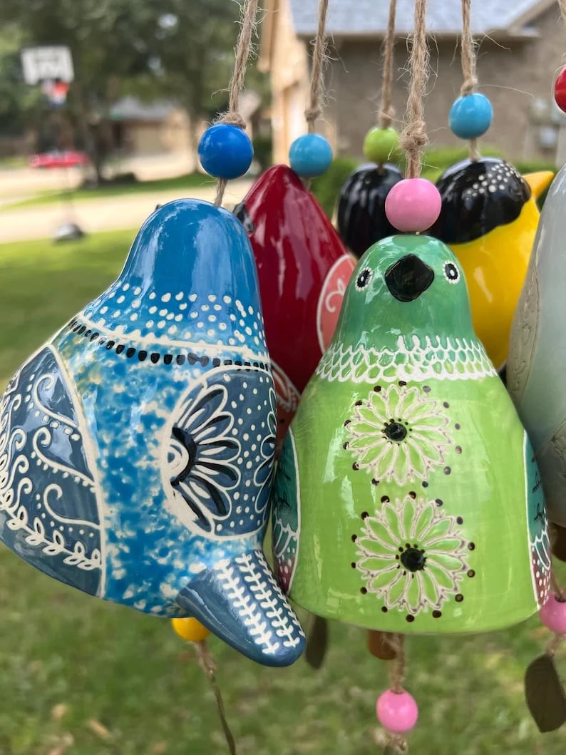 🐦Hand-Painted Ceramic Bird wind Chimes