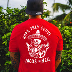 HOPE THEY SERVE TACOS IN HELL Smoking Skull Graphic Print T-shirt