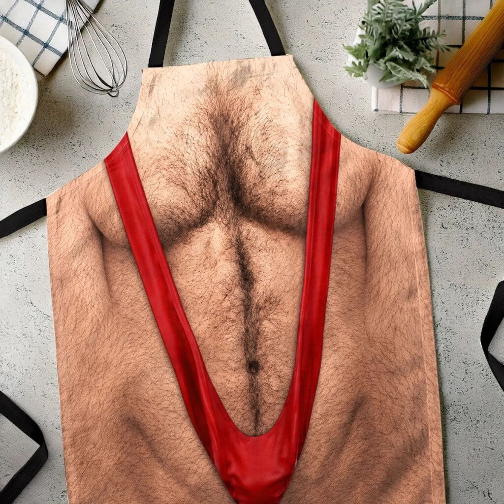 😂🔥 Novelty Hairy Chest Apron-The Funniest Thing You'll Wear While Cooking
