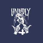 UNHOLY Nun with Crucifix on Forehead Graphic Casual Black Print T-shirt