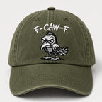 Funny F-Caw-F Embroidered Washed Dad Hat, Angry Crow Baseball Cap