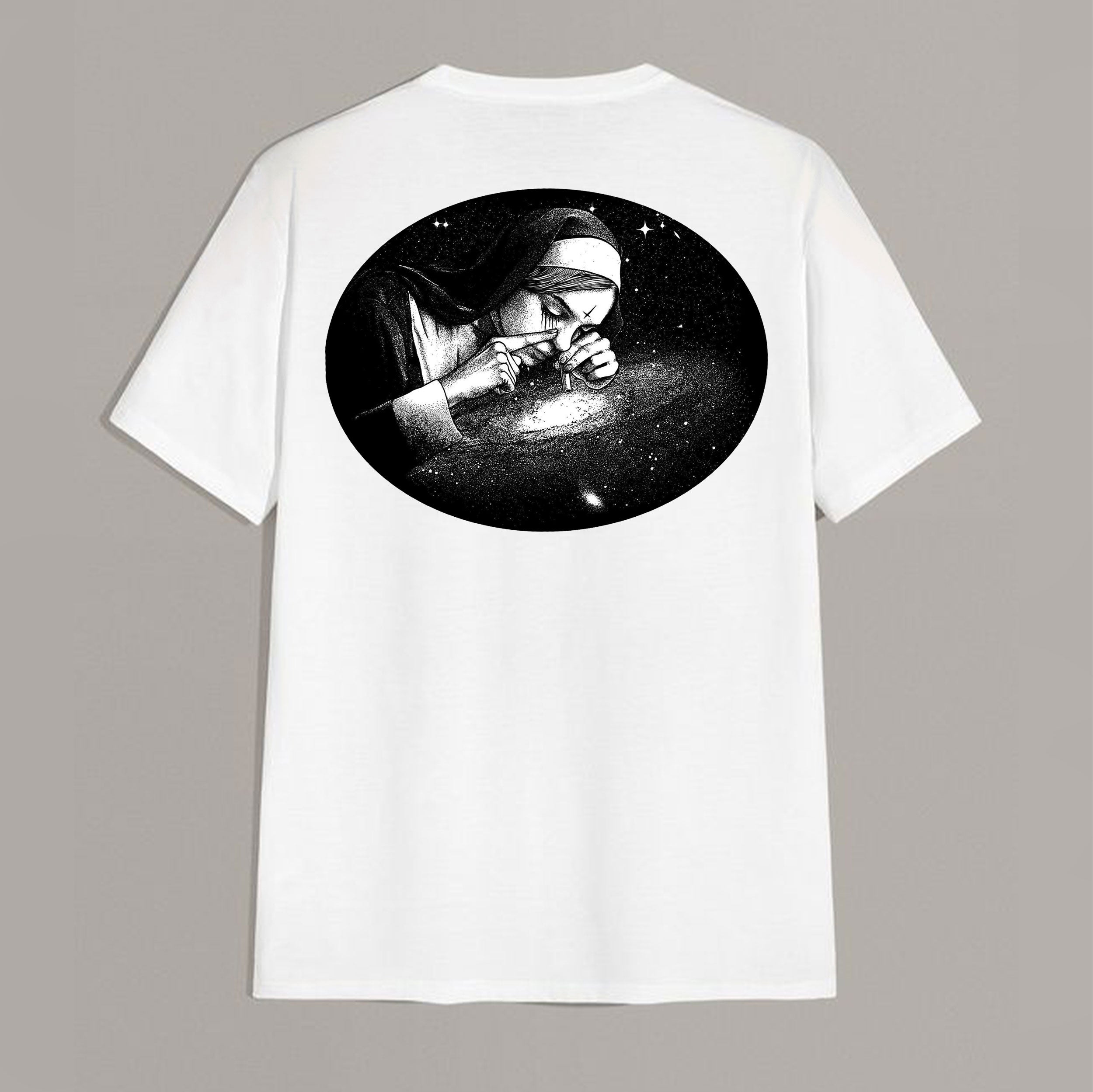 Nun Smoking Dark Style Black Print T-shirt