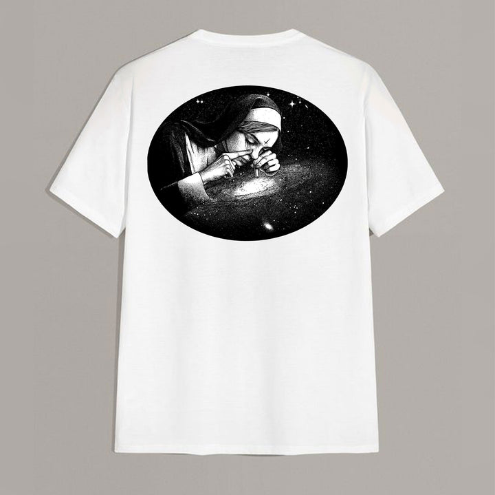 Nun Smoking Dark Style Black Print T-shirt