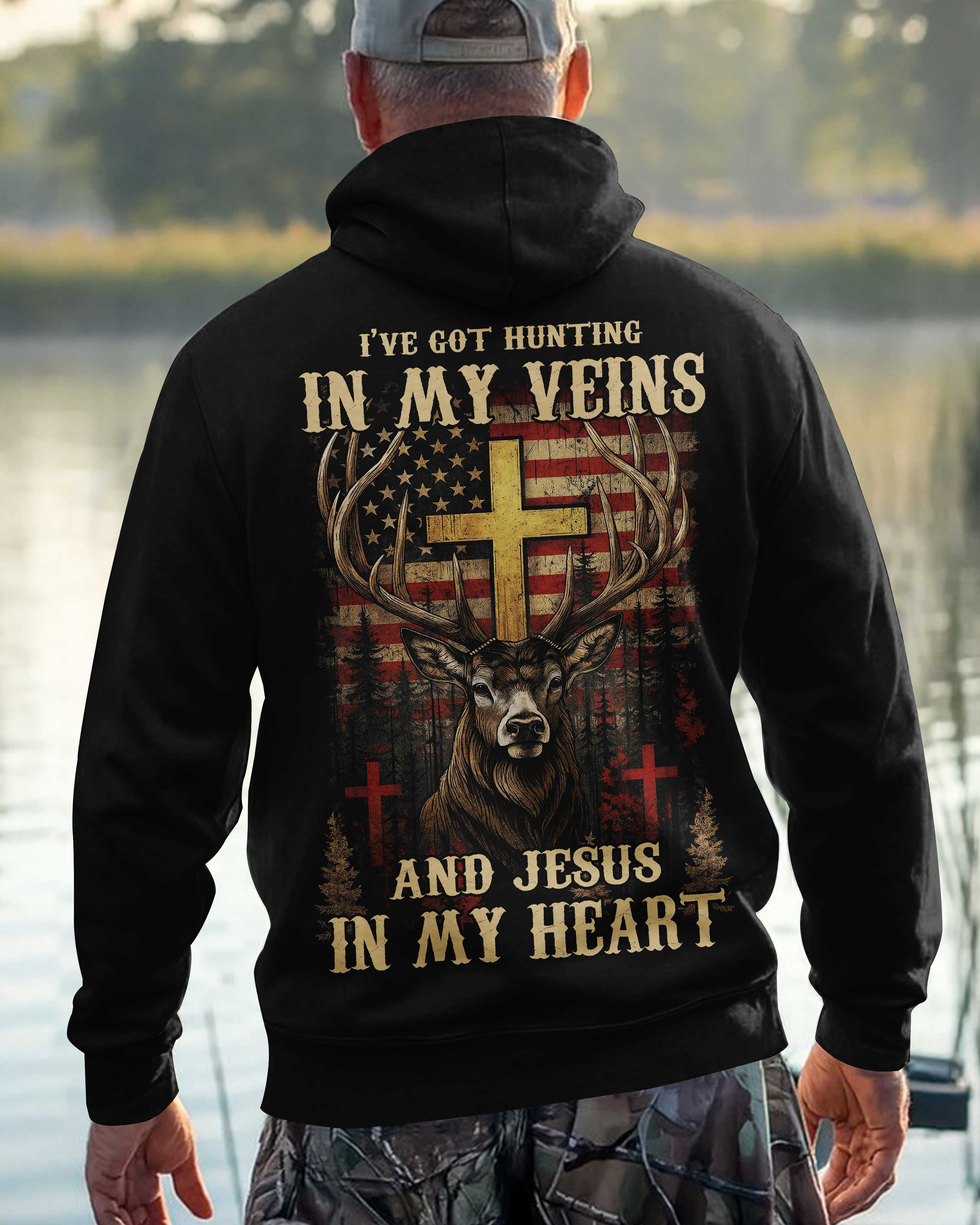I've Got Hunting In My Veins And Jesus In My Heart All Over Print T-Shirt
