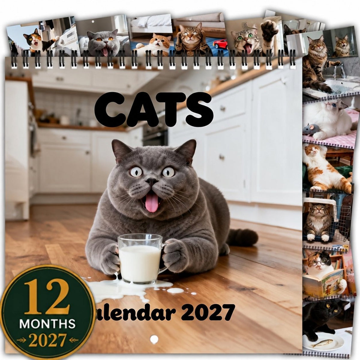 😺2027 Funny Blue Cat Calendar