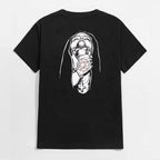 Chokehold Nun Religious Pattern Casual Black Print T-shirt