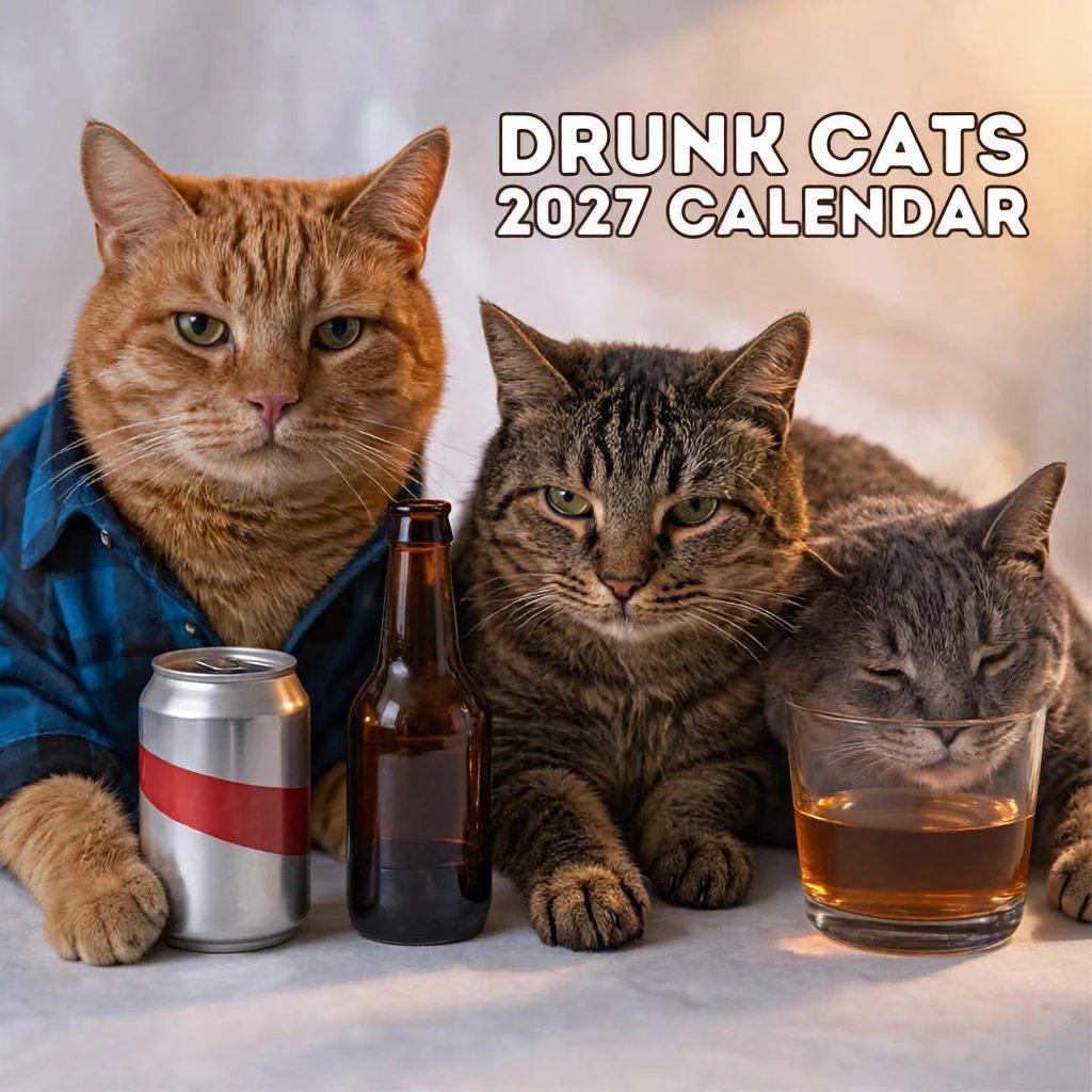 😹🍻 Drunk Cats 2027 Calendar – 12 Months of Feline Chaos & Bad Decisions