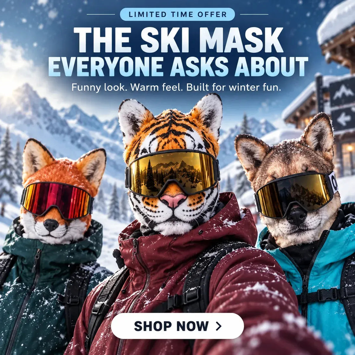 ⏳ 49% OFF – 🦊 Funny Animal Face Ski Mask |The Funniest Winter Balaclava Everyone Will Ask About
