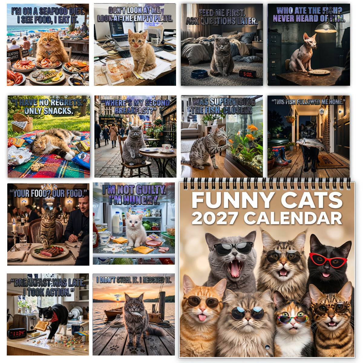 Funny Cats 2027 Calendar – 12 Months of Cat-titude & Laughs