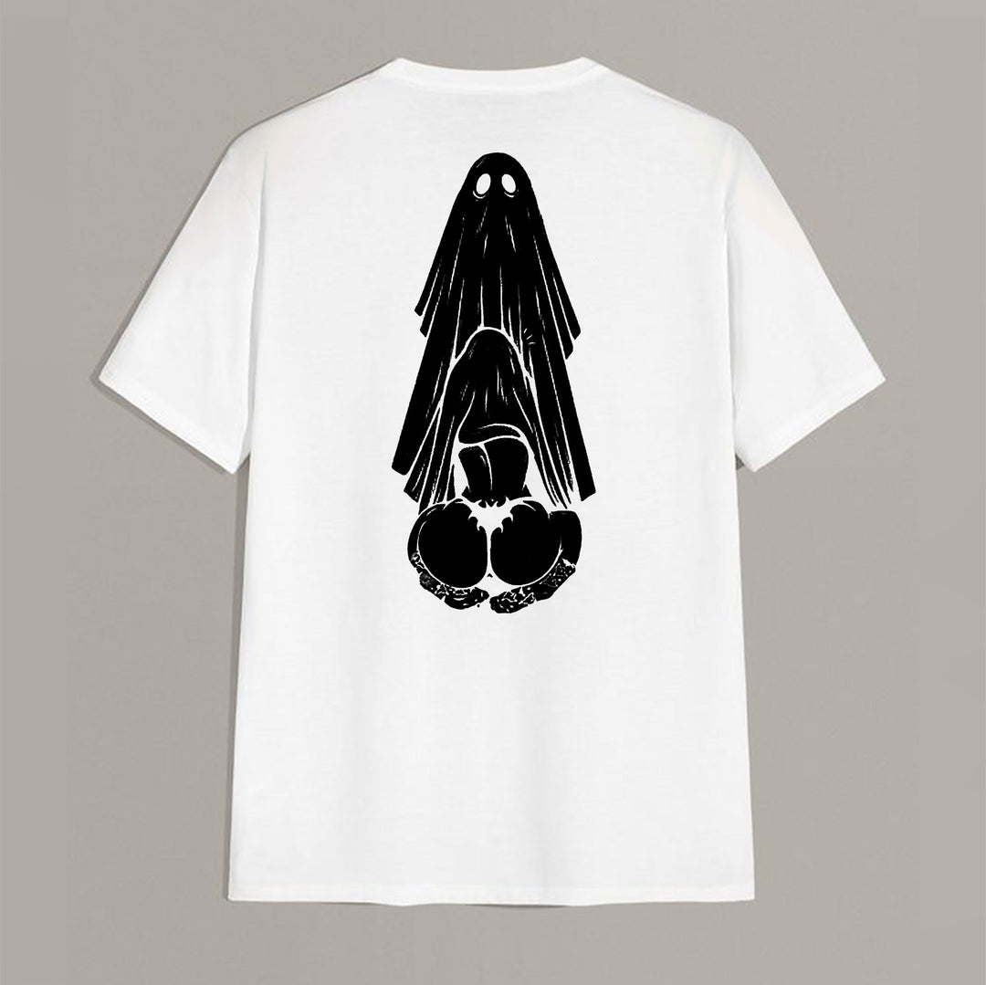 Oral Sex with Ghost Dirty Love Casual Black and White Print T-shirt